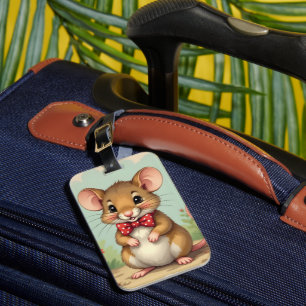 Étiquette À Bagage Joli adorable petit souris avec cravate