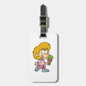 Étiquette À Bagage Joli Cartoon Enfant Manger Ice Cream Cone (Devant Vertical)