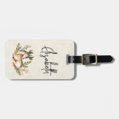 Étiquette À Bagage Joli Cerf Aquarellé Posé En Bas Boho (Devant horizontal)