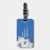 Étiquette À Bagage Joli chat blanc clair yeux bleu clair (Devant Vertical)