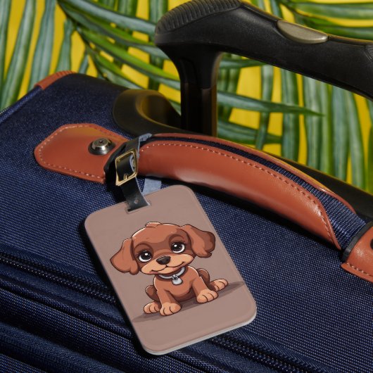 Étiquette À Bagage Joli chiot brun (Insitu Rectoal 1)