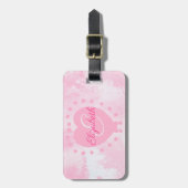 Étiquette À Bagage Joli Coeur rose Nom personnalisé Monogramme initia (Devant Vertical)