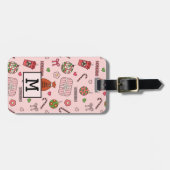 Étiquette À Bagage Joli couleur rose de Noël rétro (Devant horizontal)