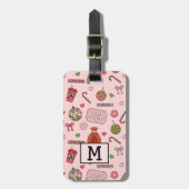 Étiquette À Bagage Joli couleur rose de Noël rétro (Devant Vertical)