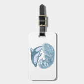 Étiquette À Bagage Joli dauphin bleu (Devant Vertical)