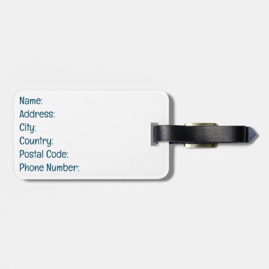 Étiquette À Bagage Joli dauphin bleu (Dos horizontal)