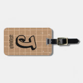 Étiquette À Bagage Joli Gingham Marron (Devant horizontal)