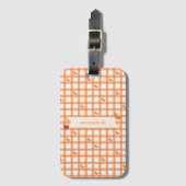 Étiquette À Bagage Joli Gingham Orange (Devant Vertical)