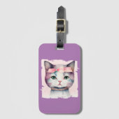 Étiquette À Bagage Joli Kitty Avec Bow Rose (Devant Vertical)