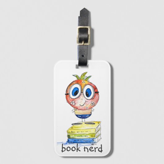 Étiquette À Bagage Joli livre blanc Nerd (Devant Vertical)