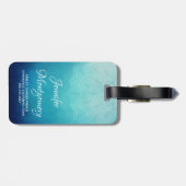 Étiquette À Bagage Joli Mandala bleu Abstrait (Dos horizontal)