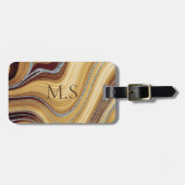 Étiquette À Bagage Joli marbre beige marbré art Parties scintillant m (Devant horizontal)