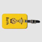Étiquette À Bagage Joli monogramme avec conception de nom pour enfant (Devant Horizontal)