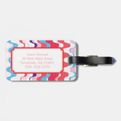 Étiquette À Bagage Joli monogramme motif rose rouge abstrait (Dos horizontal)