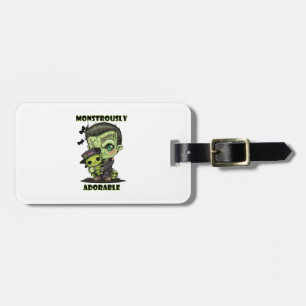 Étiquette À Bagage Joli monstre de Frankenstein avec peluche