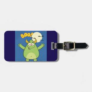 Étiquette À Bagage Joli Monstre Vert Halloween Boo