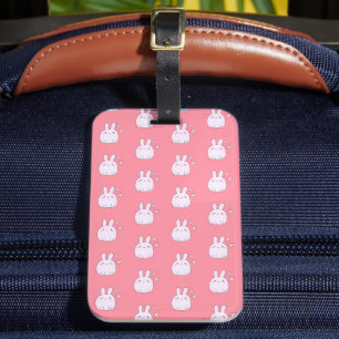 Étiquette À Bagage Joli Motif Bunnies Rose