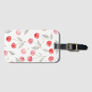 Étiquette À Bagage Joli Motif de cerise d'aquarelle