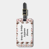 Étiquette À Bagage Joli Motif de collage de singes rouges et roses (Devant Vertical)