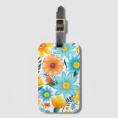 Étiquette À Bagage Joli motif floral blanc féminin (Devant Vertical)