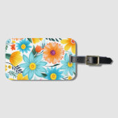 Étiquette À Bagage Joli motif floral blanc féminin (Devant Horizontal)