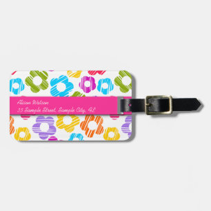 Étiquette À Bagage Joli motif floral fleuri coloré girly joyeux