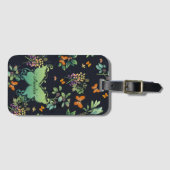 Étiquette À Bagage Joli Motif floral foncé personnalisé (Devant Horizontal)