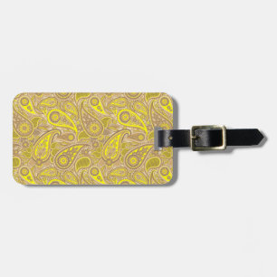 Étiquette À Bagage Joli motif paisley brun jaune