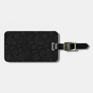 Étiquette À Bagage Joli motif paisley noir