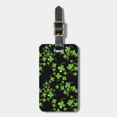 Étiquette À Bagage Joli motif Shamrock, vert sur accessoire noir (Devant Vertical)