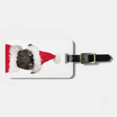 Étiquette À Bagage Joli Noël Carlin noir chiot Santa Hat (Devant horizontal)