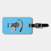 Étiquette À Bagage Joli opossum accroché à la branche dessin animé (Devant horizontal)