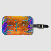 Étiquette À Bagage Joli orange Parties scintillant Drivers monogramme (Devant Horizontal)