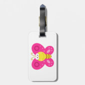 Étiquette À Bagage Joli Papillon Rose (Dos Vertical)