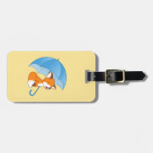 Étiquette À Bagage Joli Petit Renard dormant sous parapluie (Devant horizontal)