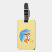 Étiquette À Bagage Joli Petit Renard dormant sous parapluie (Devant Vertical)