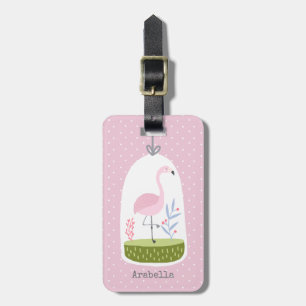 Étiquette À Bagage Joli Pink Polka Flamant rose Custom School