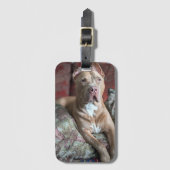 Étiquette À Bagage Joli Pit Bull (Devant Vertical)
