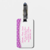 Étiquette À Bagage Joli pois de fleurs violettes nommé étiquette baga (Dos Vertical)