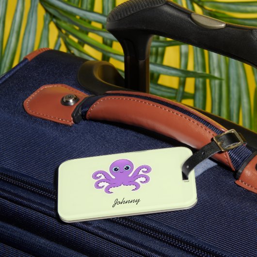 Étiquette À Bagage Joli poulpe violet vert (Insitu Rectoal 3)