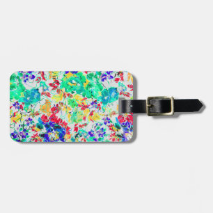 Étiquette À Bagage Joli puzzle à motif floral abstrait