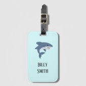 Étiquette À Bagage Joli requin bleu personnalisé (Devant Vertical)