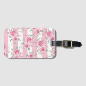 Étiquette À Bagage Joli rose Rose rose rayures roses (Devant Horizontal)