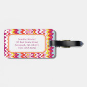 Étiquette À Bagage Joli rose rouge rose abstrait motif vague (Dos horizontal)