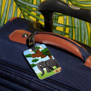 Étiquette À Bagage Joli Safari Elephant Pixel Art