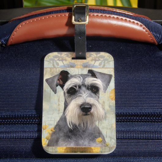 Étiquette À Bagage Joli Schnauzer Floral (Insitu Rectoal 2)