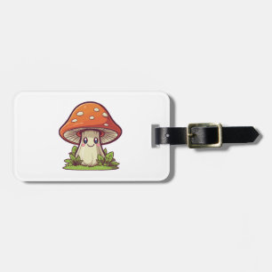 Étiquette À Bagage Joli style kawaii, cueillette de champignons