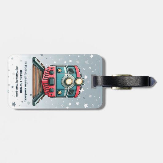 Étiquette À Bagage Joli train classique (Dos horizontal)