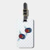 Étiquette À Bagage Jolie aileron petites chaussures en bleu & rouge (Devant Vertical)