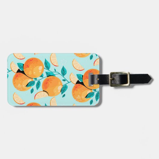 Étiquette À Bagage Jolie aquarelle Citrus orange (Devant horizontal)